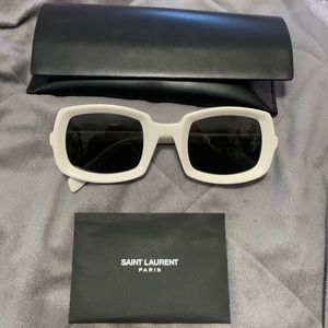 NWT Saint Laurent White Sunglasses with Case and lens wipe